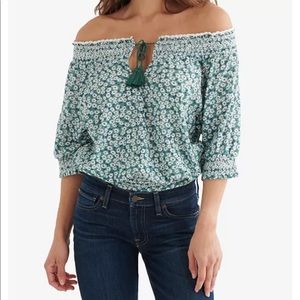 Lucky Brand Tie Front Peasant Top